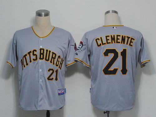 Pirates #21 Roberto Clemente Grey Cool Base Stitched MLB Jersey - Click Image to Close